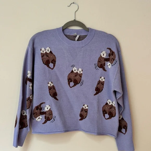 Twik Lavender and Brown Knit Otter Sweater - Picture 1 of 4